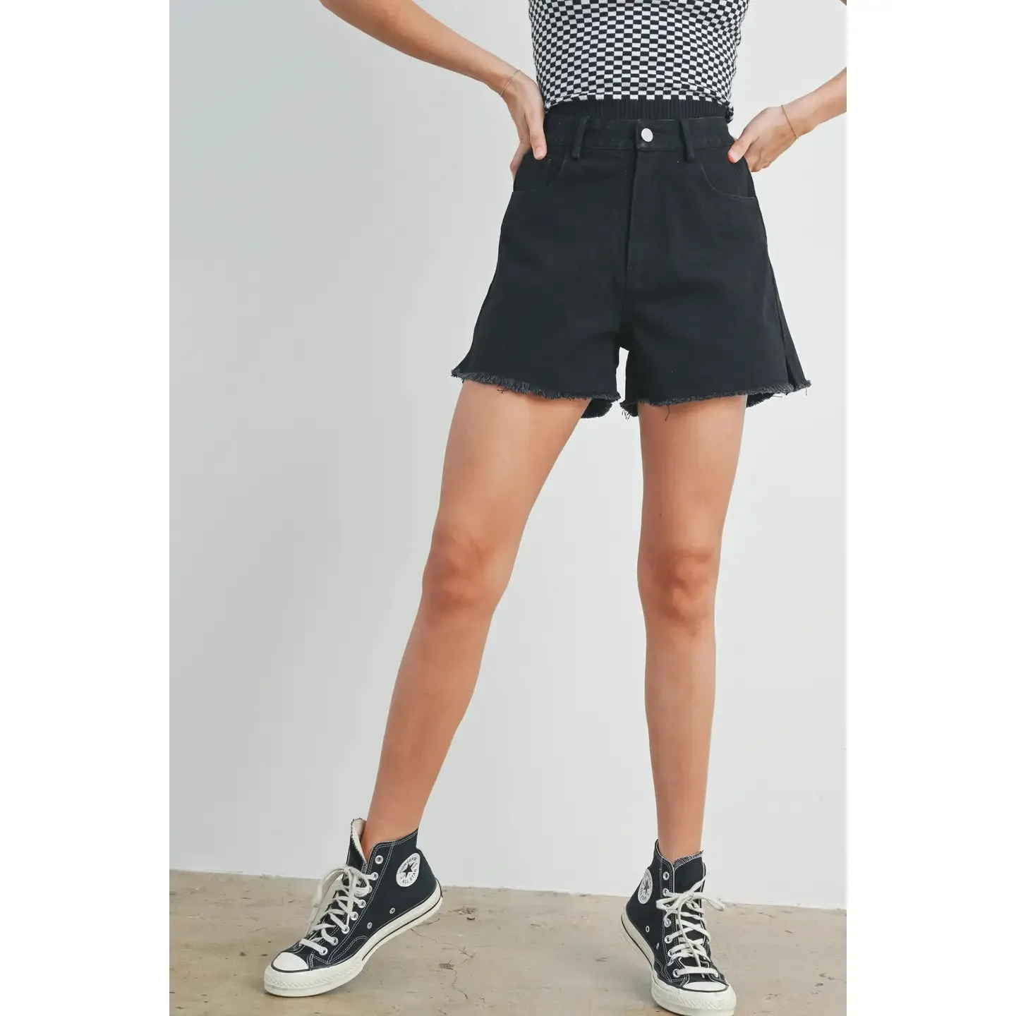 High Waisted Denim Shorts with Pockets