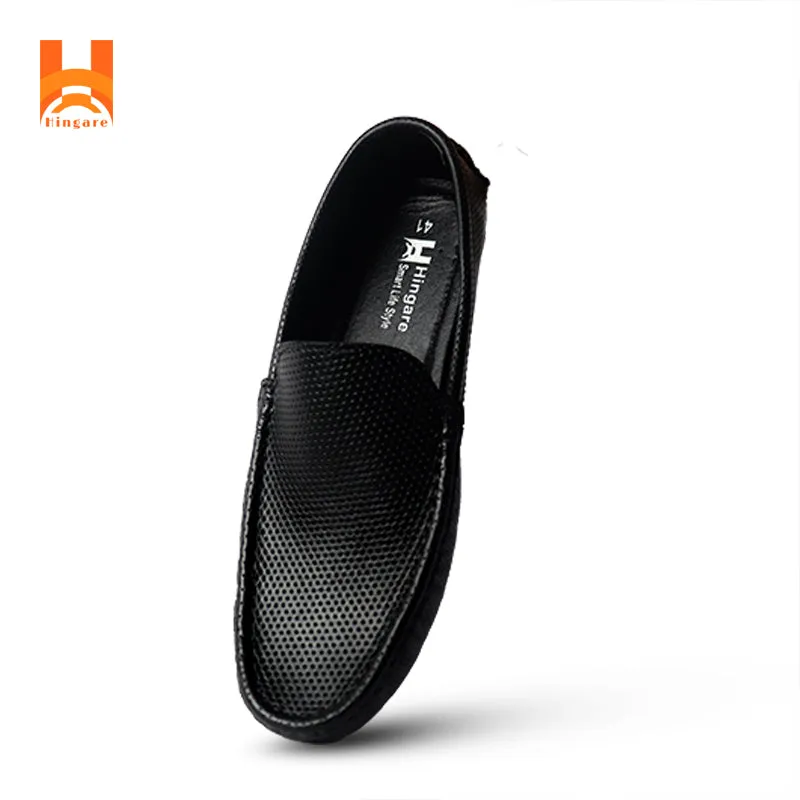 Hingare Genuine Leather Men's Shoes Textured Print Casual Slip On Loafers