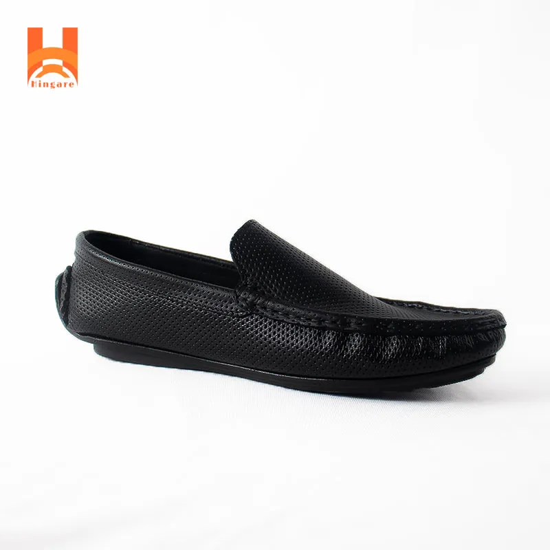 Hingare Genuine Leather Men's Shoes Textured Print Casual Slip On Loafers