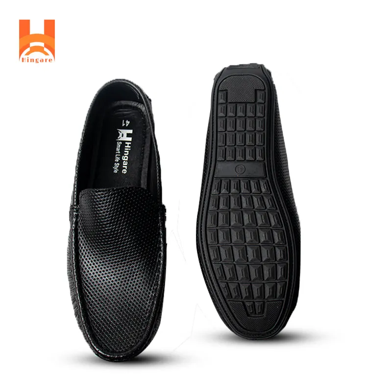 Hingare Genuine Leather Men's Shoes Textured Print Casual Slip On Loafers