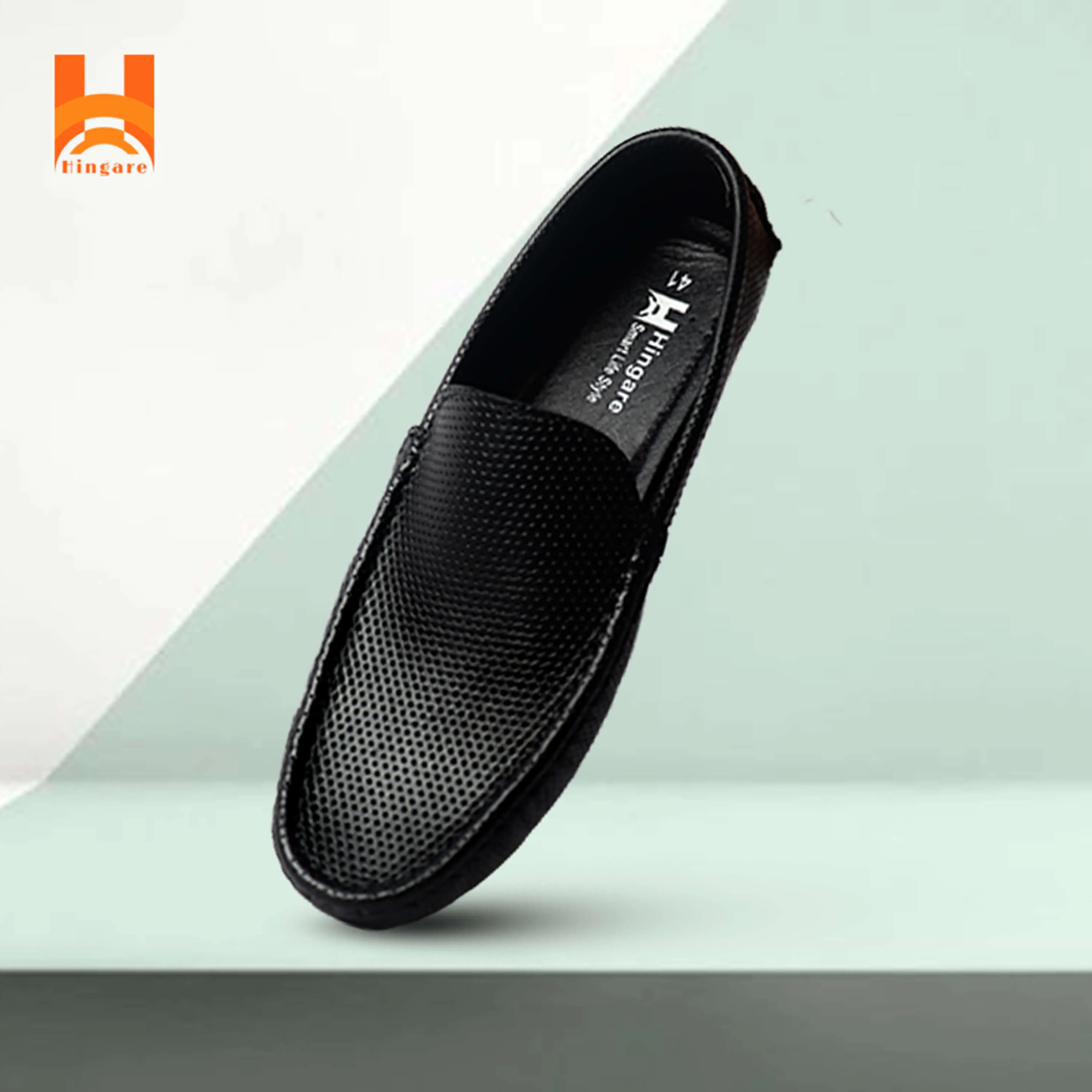 Hingare Genuine Leather Men's Shoes Textured Print Casual Slip On Loafers