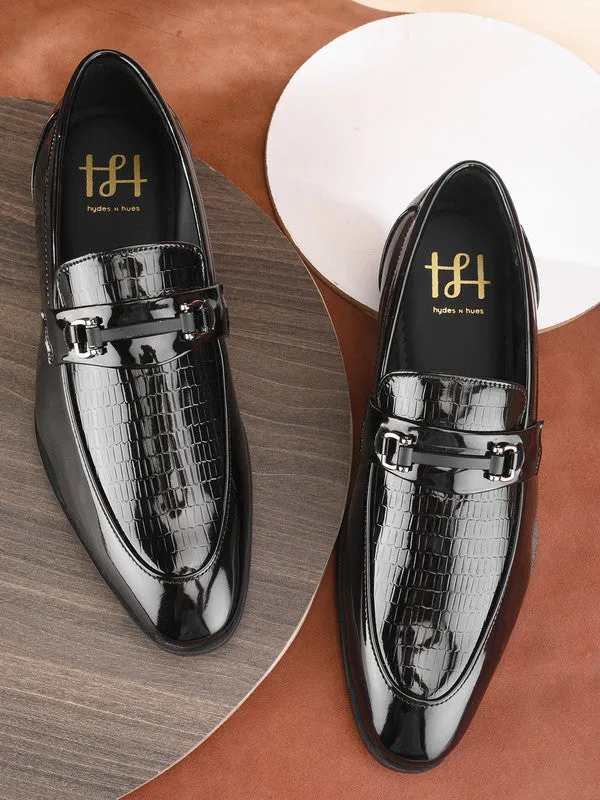 Hydes N Hues Black Formal Slip-Ons For Men