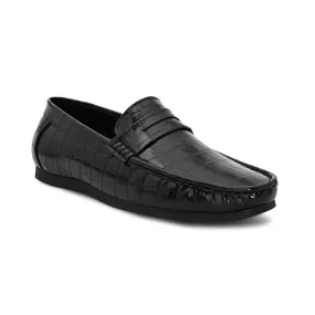 Hydes N Hues Men Black Textured Loafers