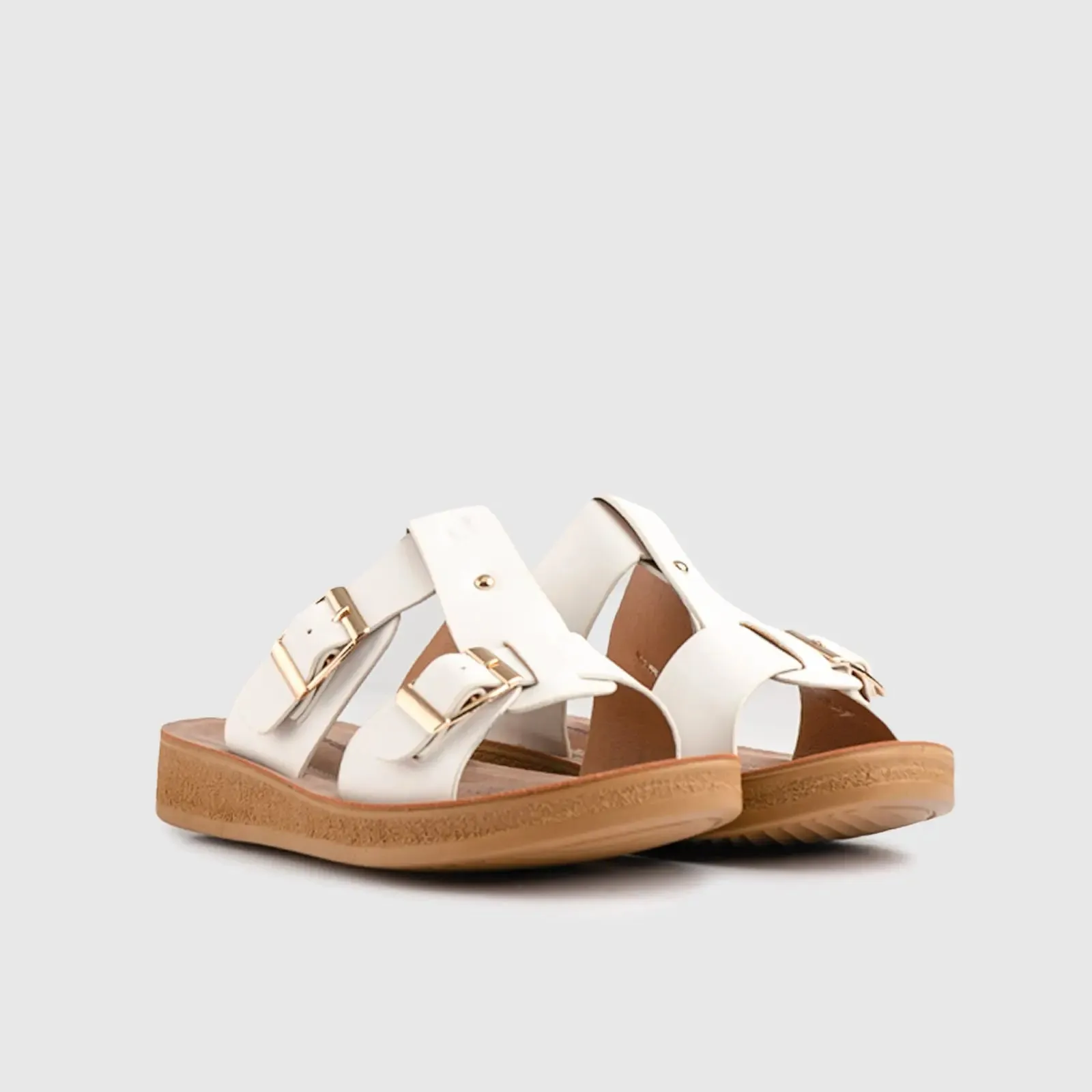 Ladies Push in Sandal White 10552