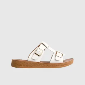 Ladies Push in Sandal White 10552