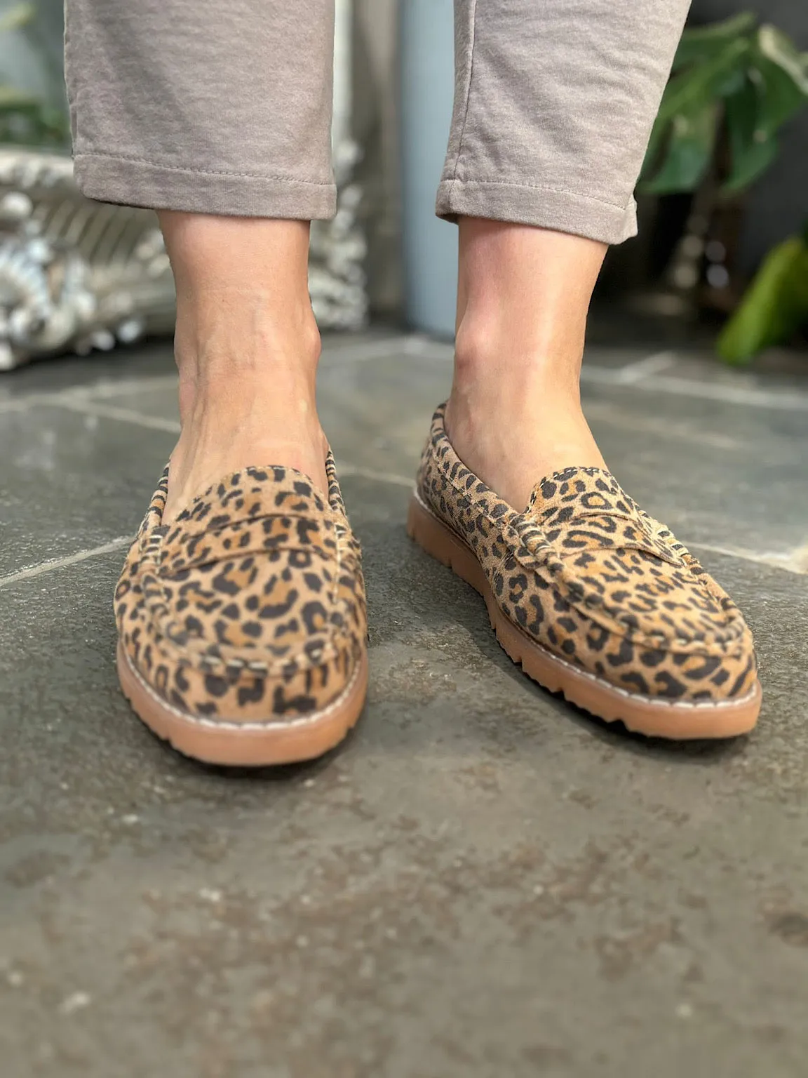 Leopard Suede Loafers