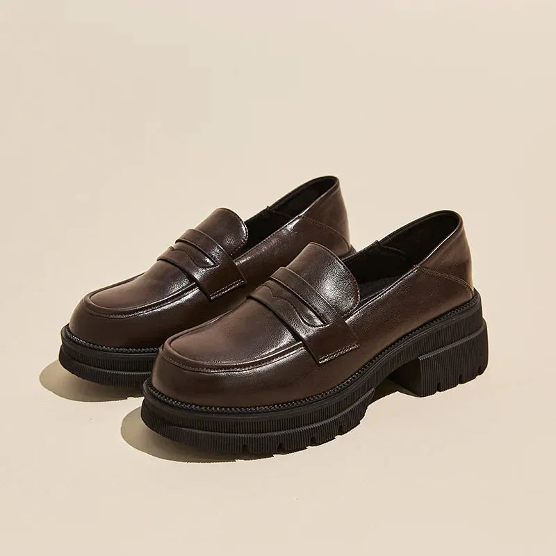 Lolita JK Japan Style Mid Heels PU Leather Women Students Loafers