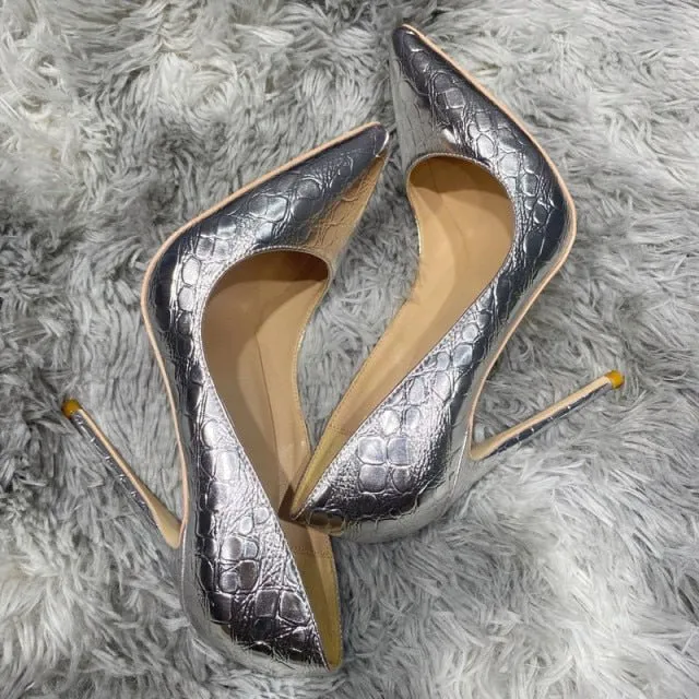 Luxe Croc-Effect Slip-on Stiletto Pumps