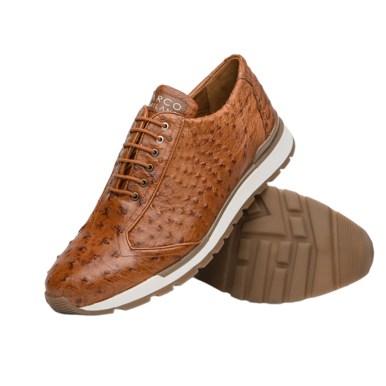 Marco Di Milano Scanno Ostrich and Rubber Antique Cognac