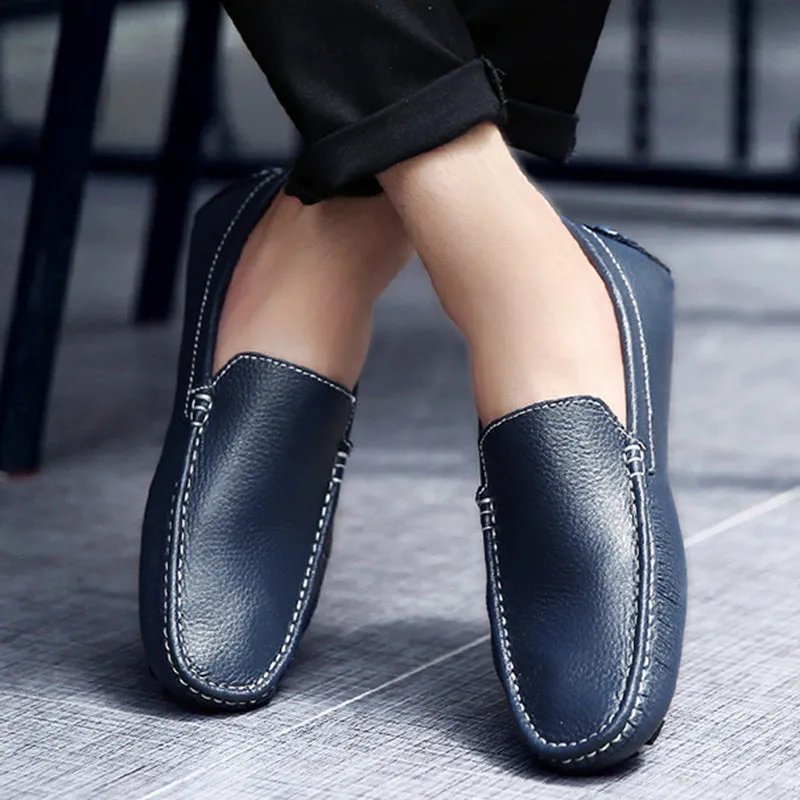 Men leather loafers England style casual slip on loafers