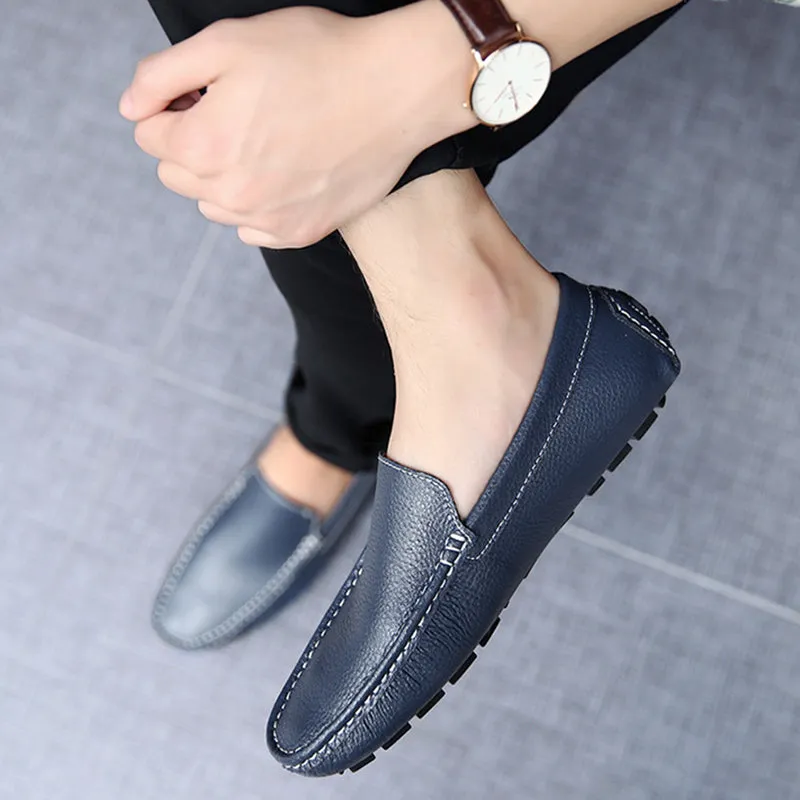 Men leather loafers England style casual slip on loafers
