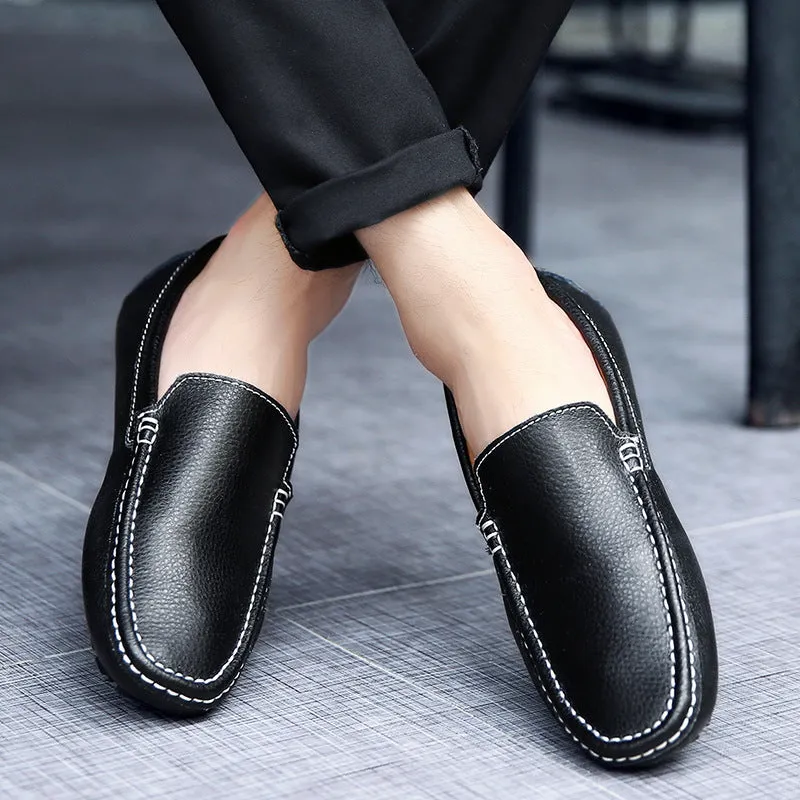 Men leather loafers England style casual slip on loafers