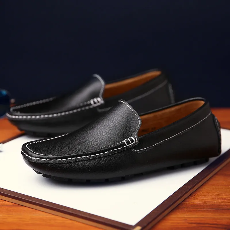 Men leather loafers England style casual slip on loafers