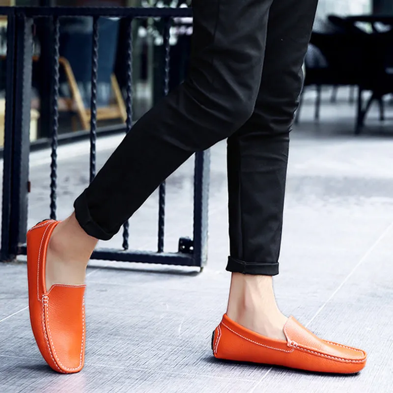 Men leather loafers England style casual slip on loafers