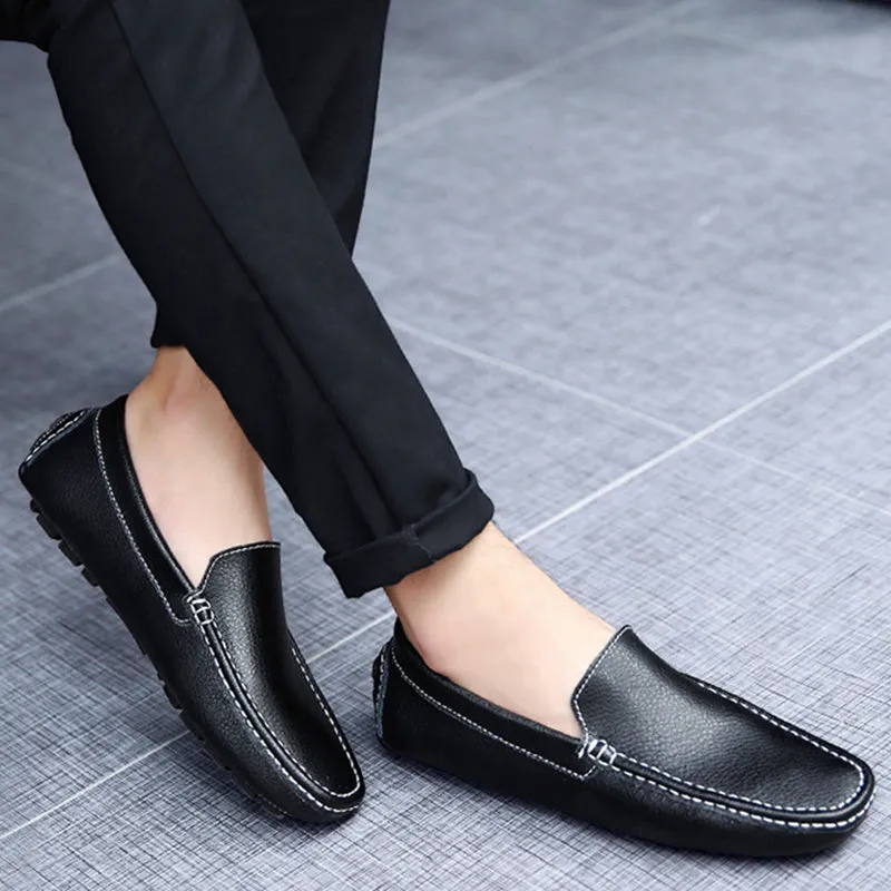 Men leather loafers England style casual slip on loafers