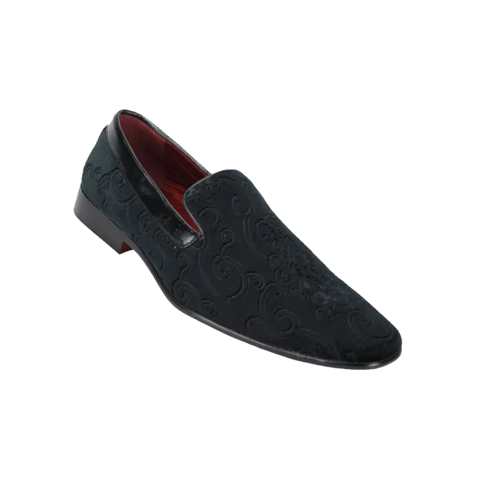 Men's Black Velvet Loafer Slip On Fancy Style