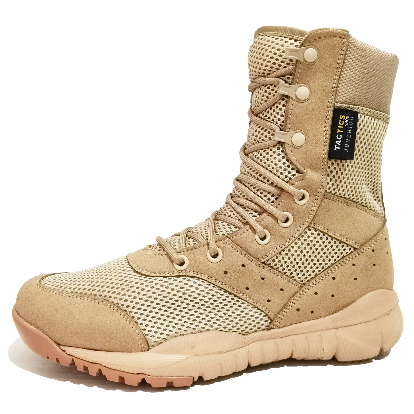 Men's khaki tactical boots outdoors hiking boots High cut military boots