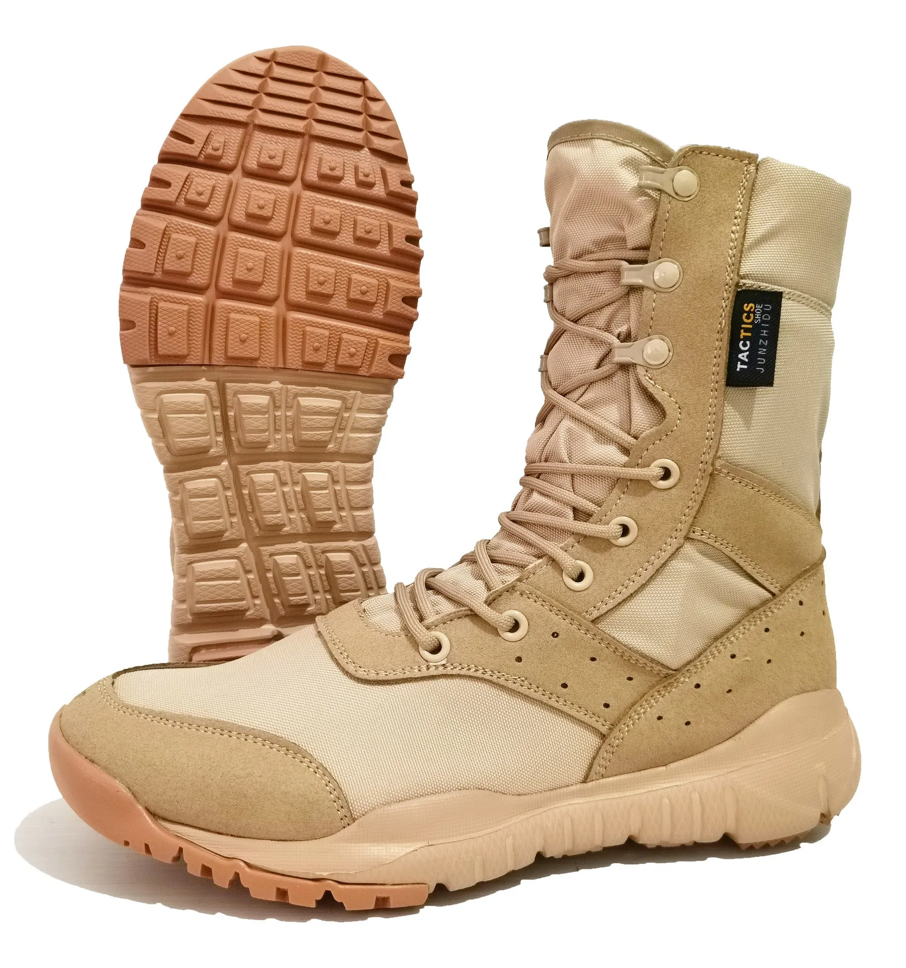 Men's khaki tactical boots outdoors hiking boots High cut military boots