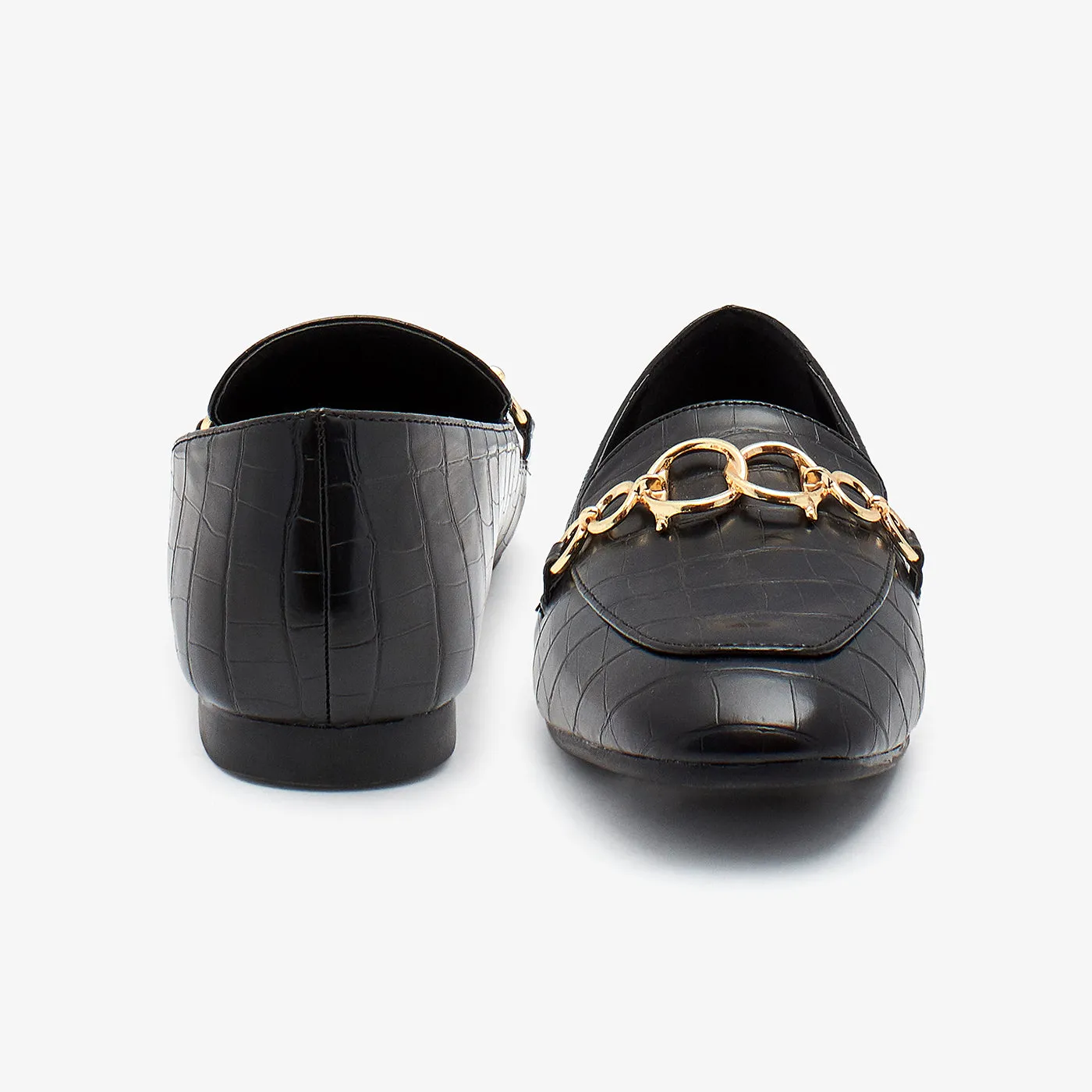 Metallic Chain Ladies Loafers