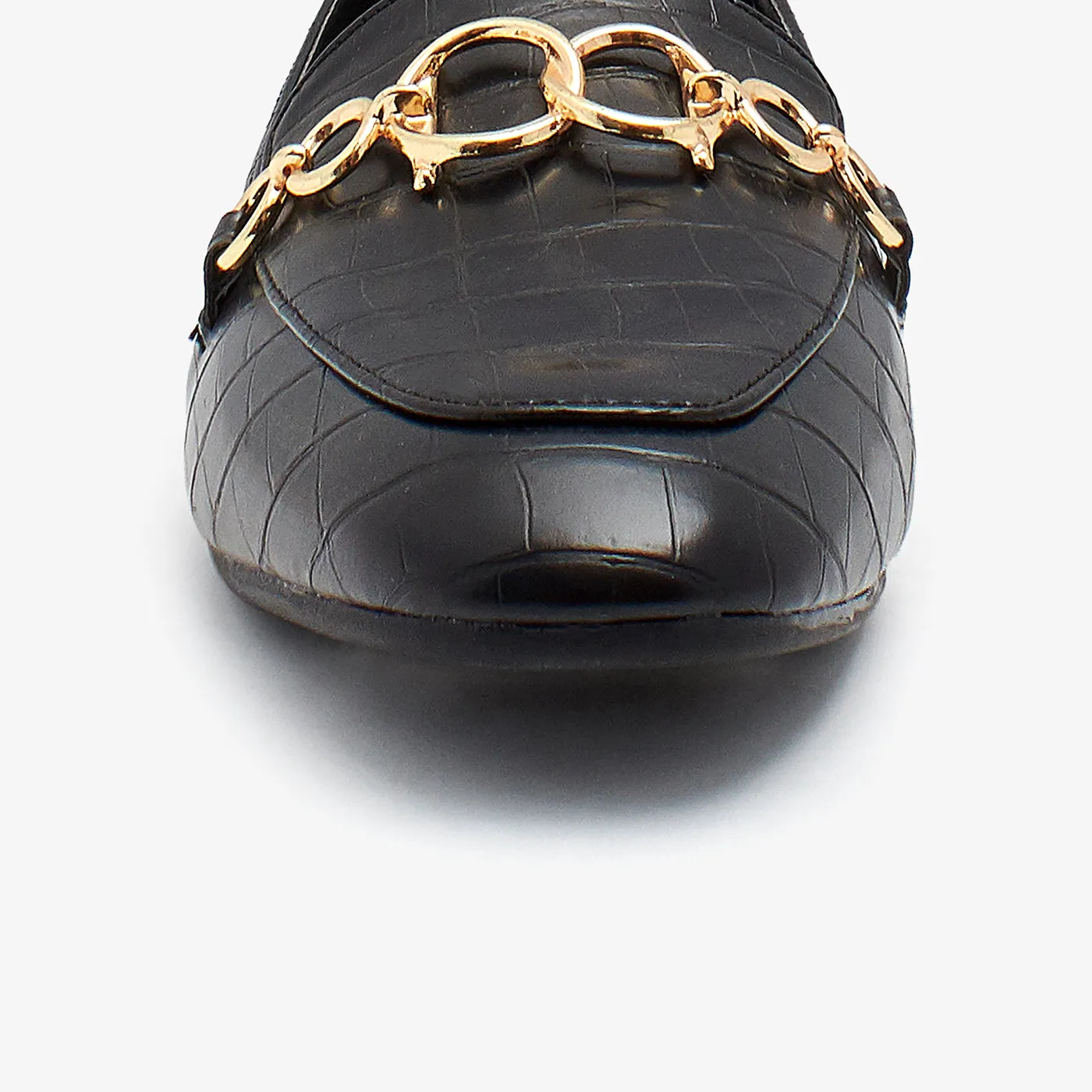 Metallic Chain Ladies Loafers