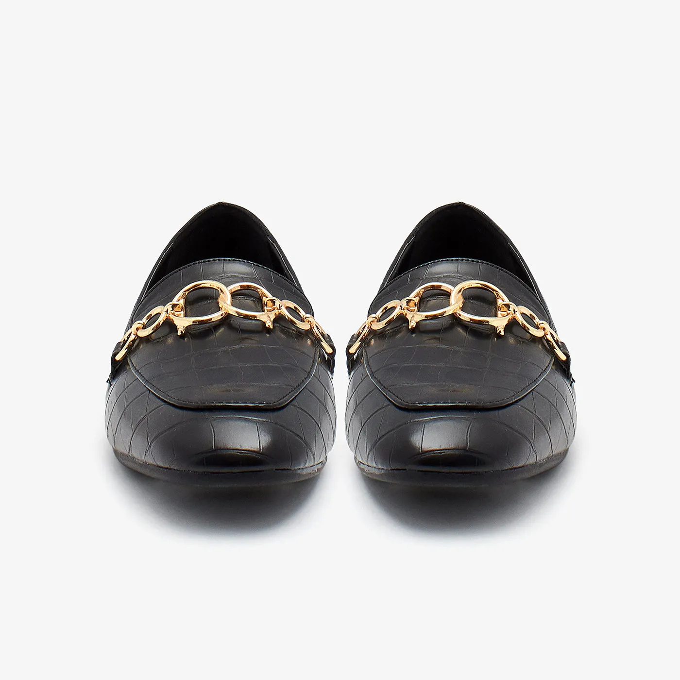 Metallic Chain Ladies Loafers