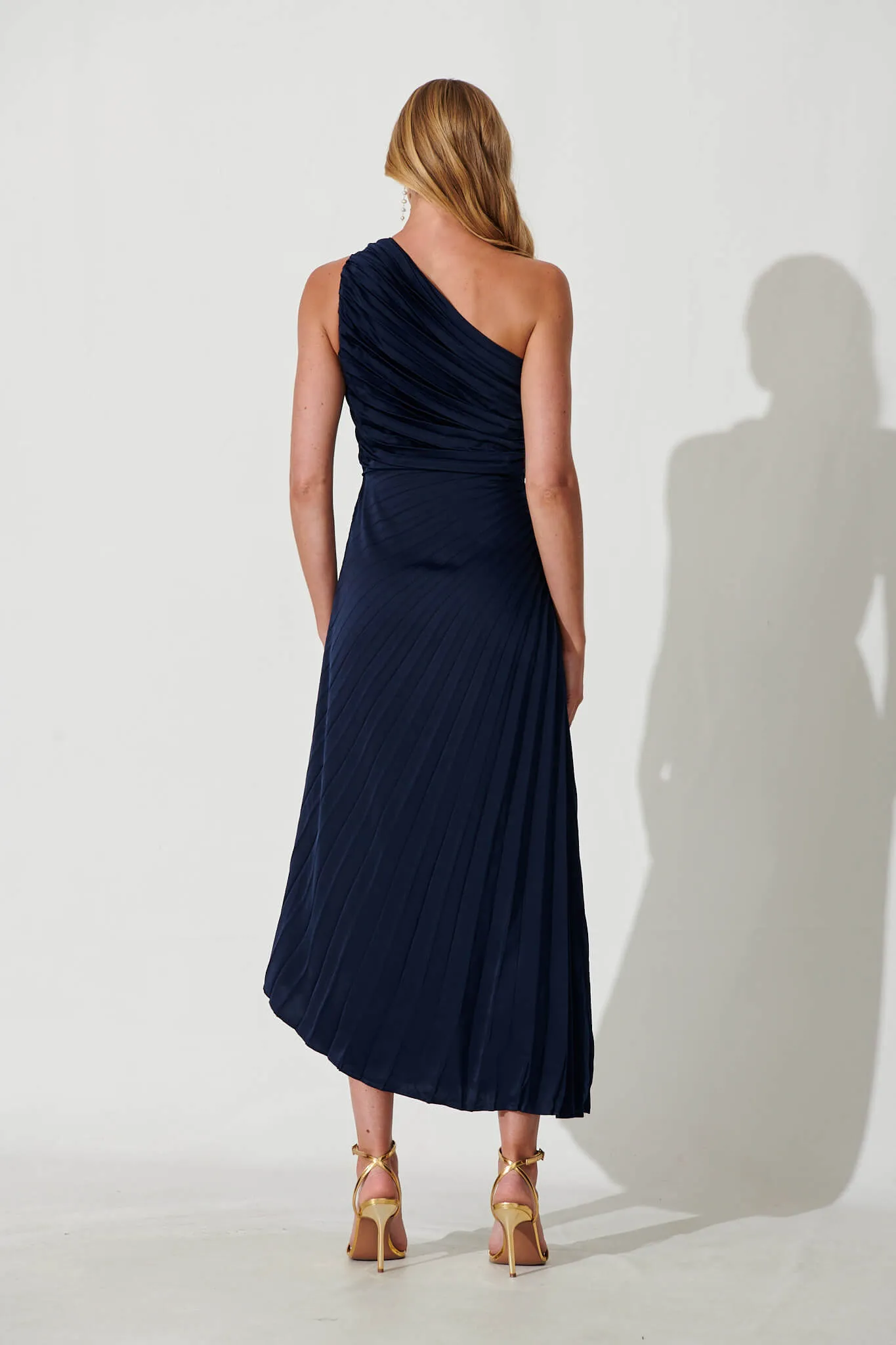 Navy One Shoulder Maxi Dress - Toulon Style
