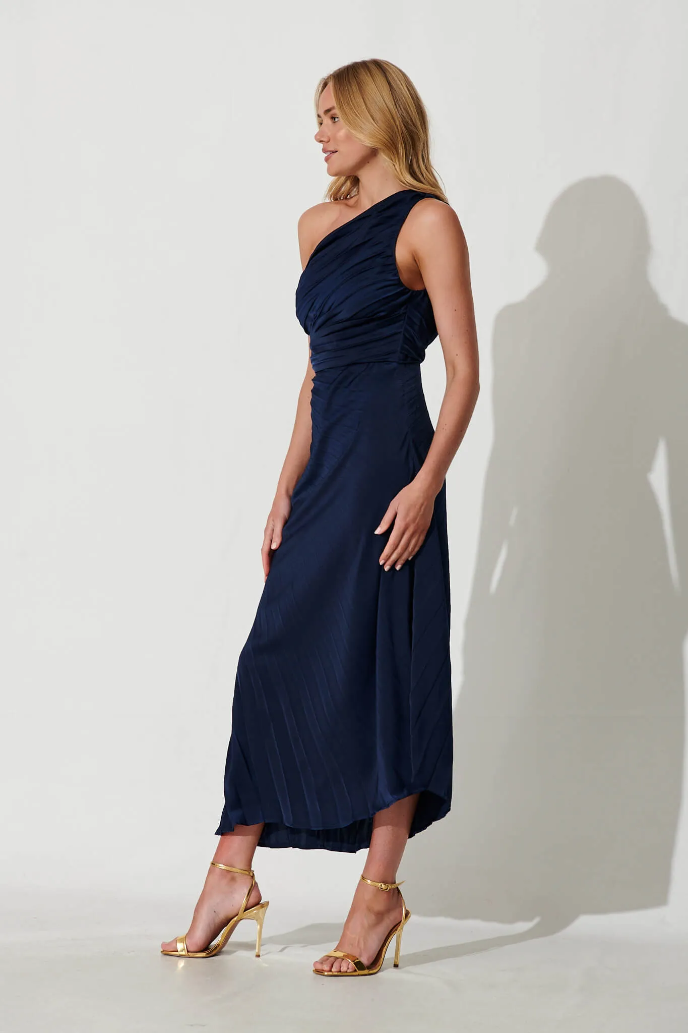 Navy One Shoulder Maxi Dress - Toulon Style