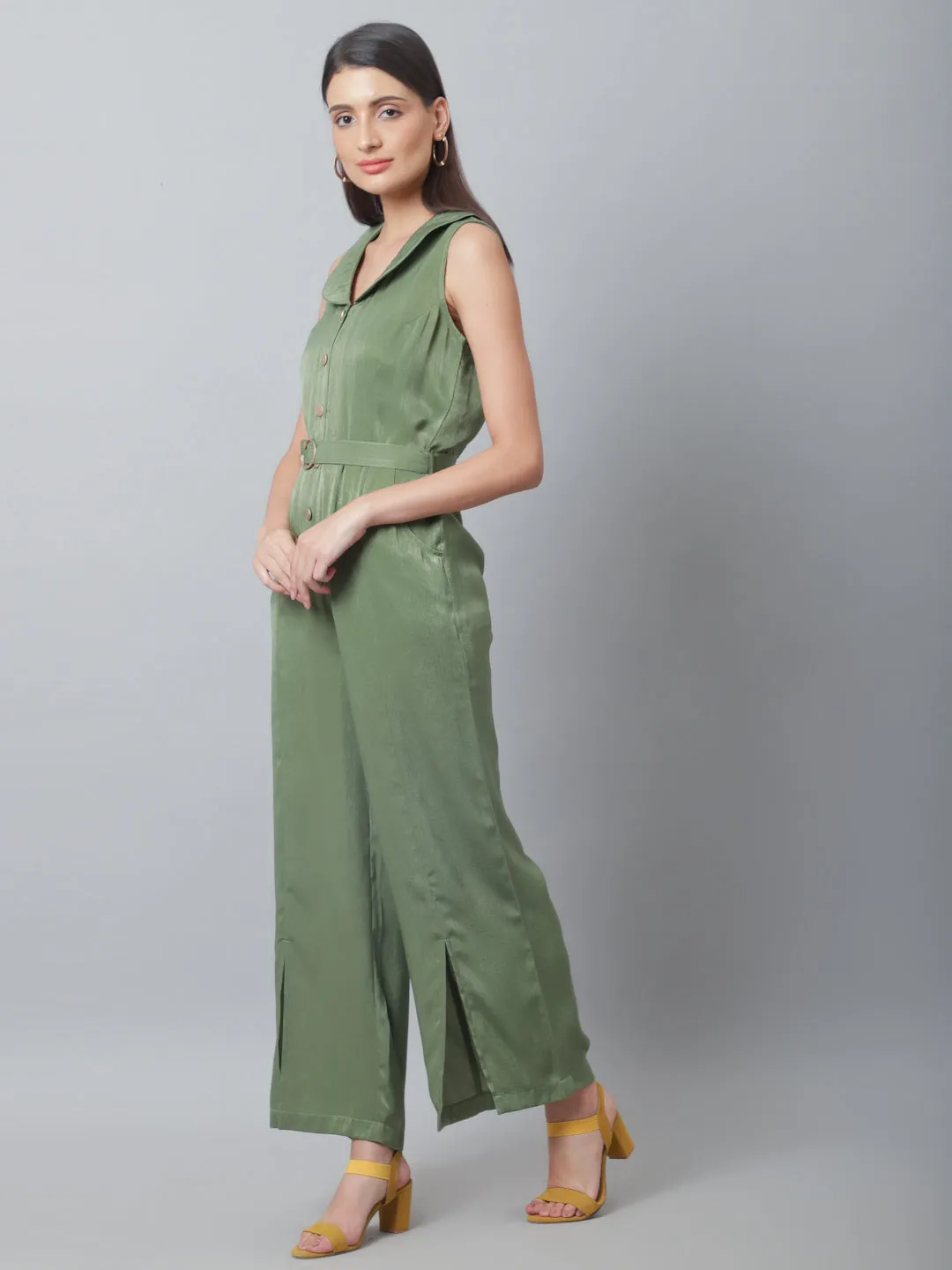 Olive Green Jumpsuit With Belt