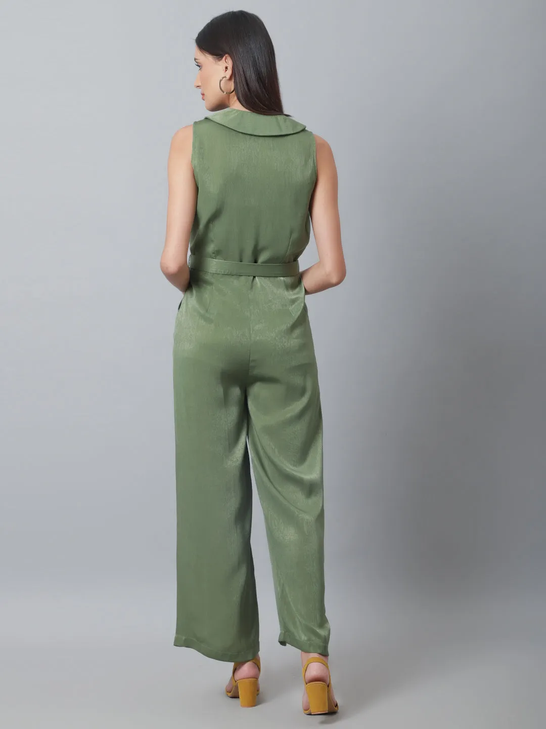 Olive Green Jumpsuit With Belt