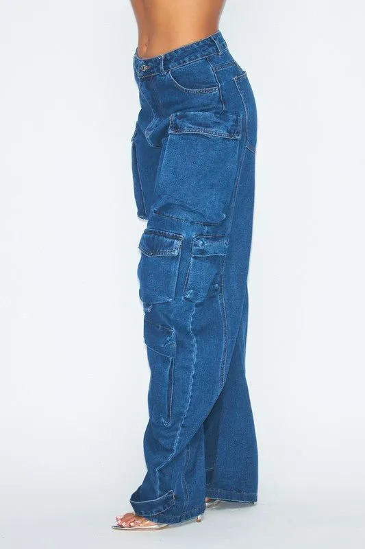 OVERSIZED CARGO WIDE-LEG JEANS