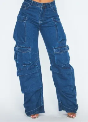 OVERSIZED CARGO WIDE-LEG JEANS