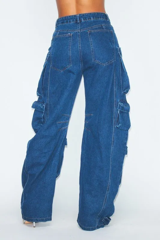 OVERSIZED CARGO WIDE-LEG JEANS