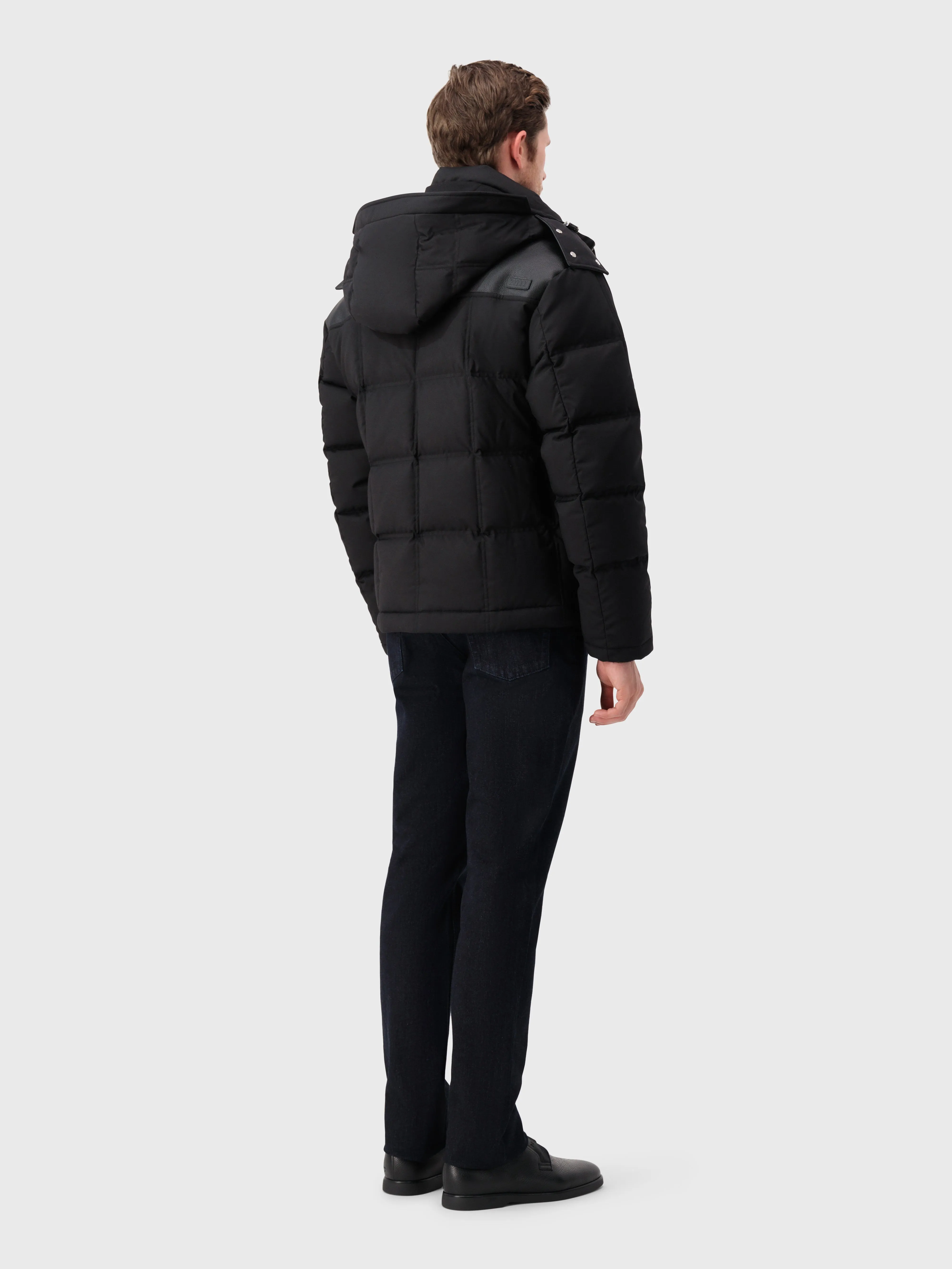 Quilted Wool Down Jacket Black
