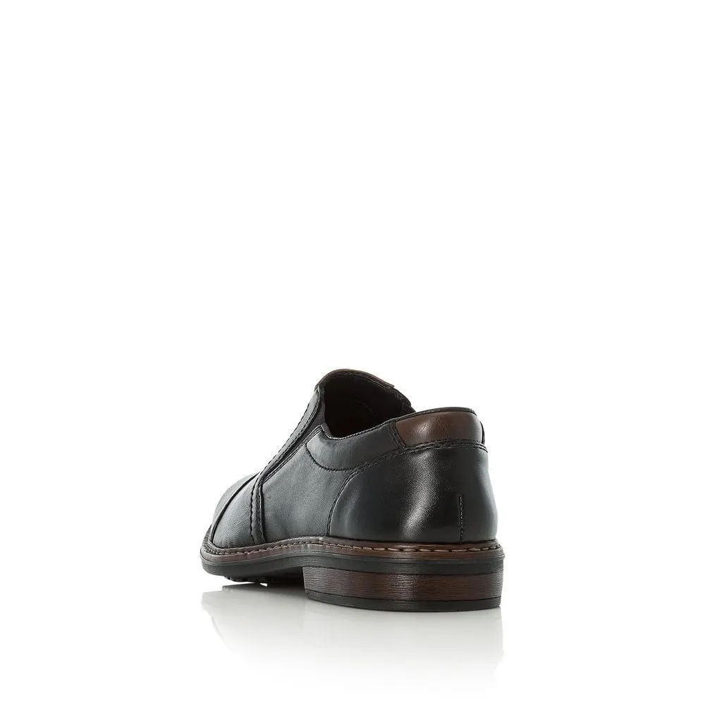 Rieker Mens Leather Slip On Shoes Black Smart Work 17659-00