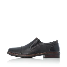Rieker Mens Leather Slip On Shoes Black Smart Work 17659-00
