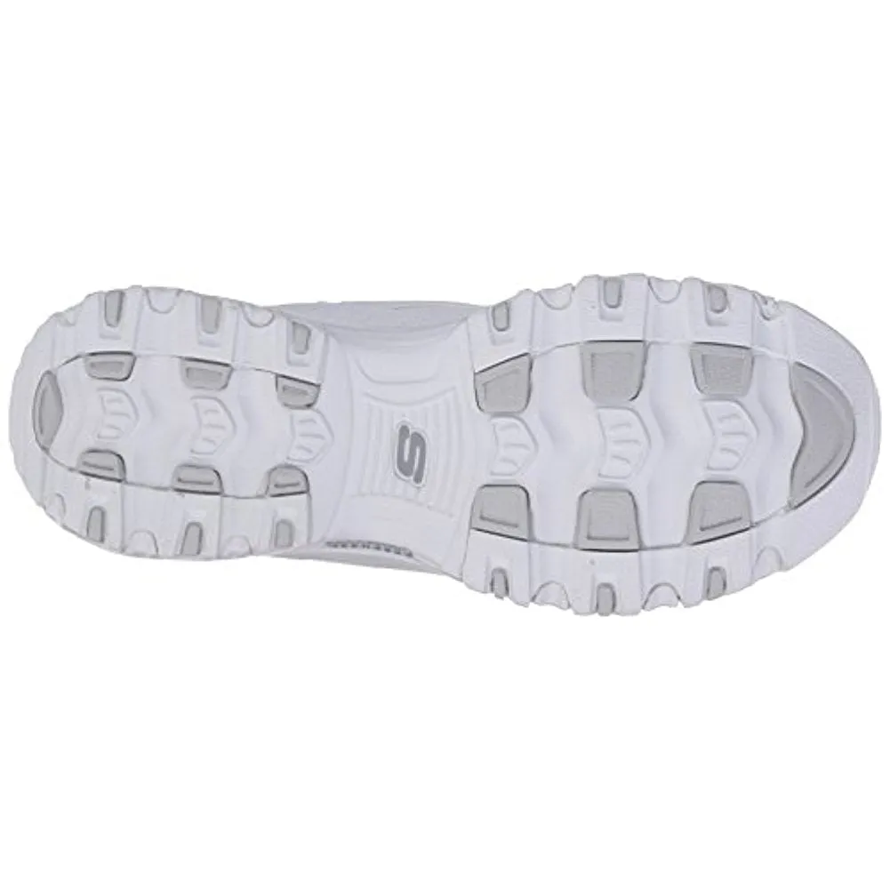 Skechers D'Lites FRES.5 START Memory Foam Lace-up Sneaker White Silver (9, White Silver)