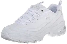 Skechers D'Lites FRES.5 START Memory Foam Lace-up Sneaker White Silver (9, White Silver)