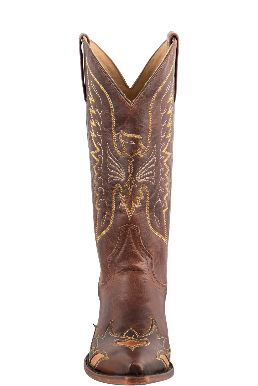 Stetson Women's Eagle Overlay Cowgirl Boots - Brown