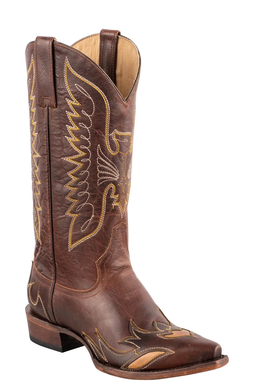 Stetson Women's Eagle Overlay Cowgirl Boots - Brown