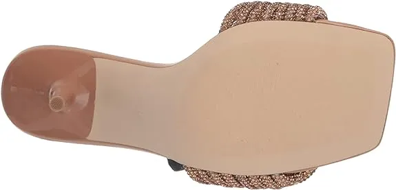 Steve Madden Applaud Bronze Slip On Rhinestone Knot Stiletto Heeled Sandals