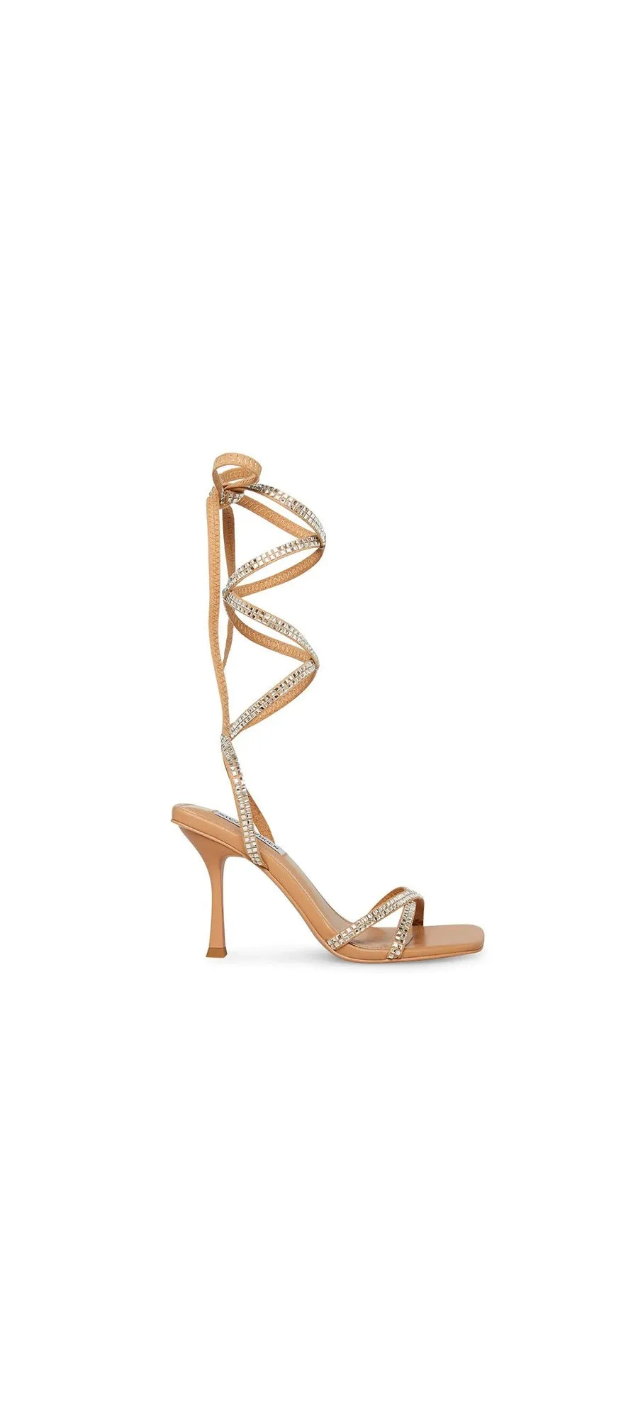 Steve Madden Lulie Rhinestone Strappy Open Toe Tie Up Stiletto Heeled Sandals