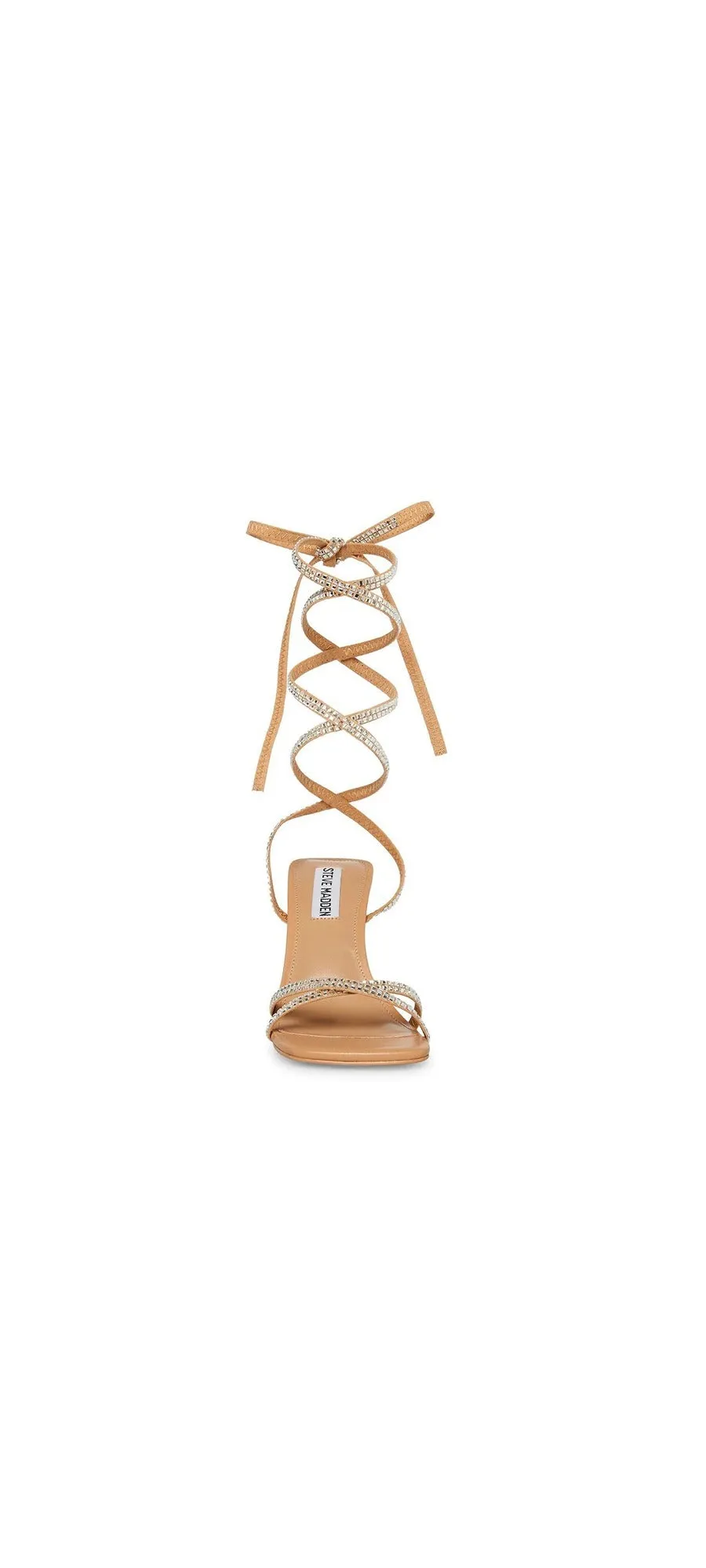 Steve Madden Lulie Rhinestone Strappy Open Toe Tie Up Stiletto Heeled Sandals