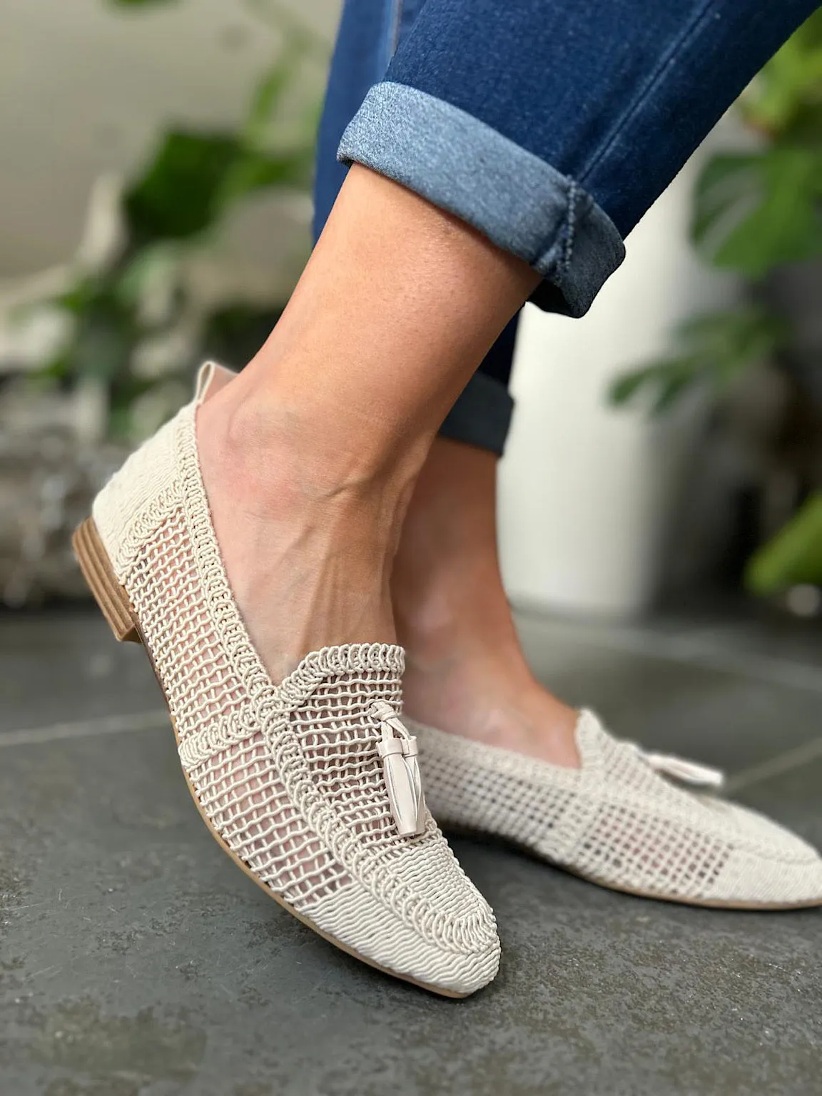 Stone Tassel Weave Loafer