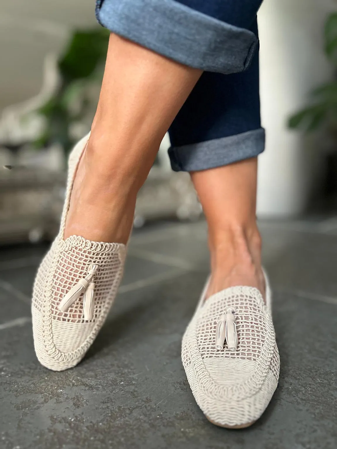 Stone Tassel Weave Loafer