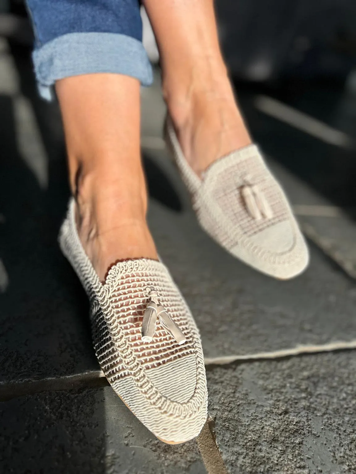Stone Tassel Weave Loafer