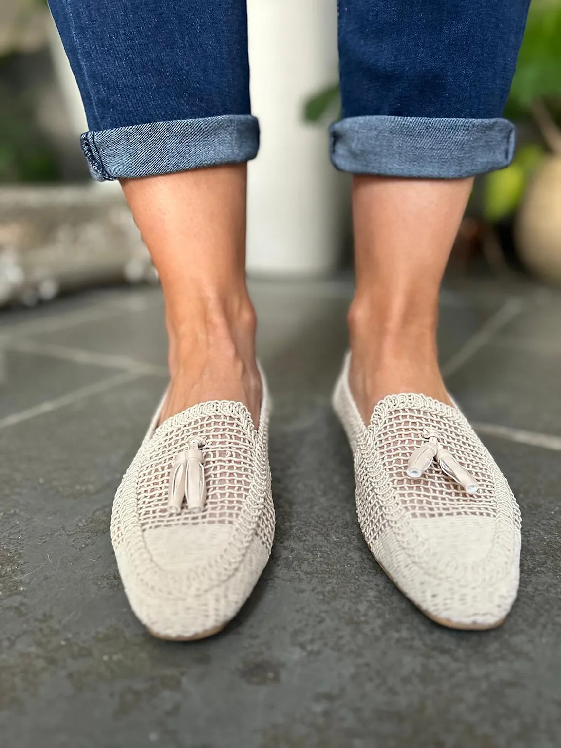 Stone Tassel Weave Loafer