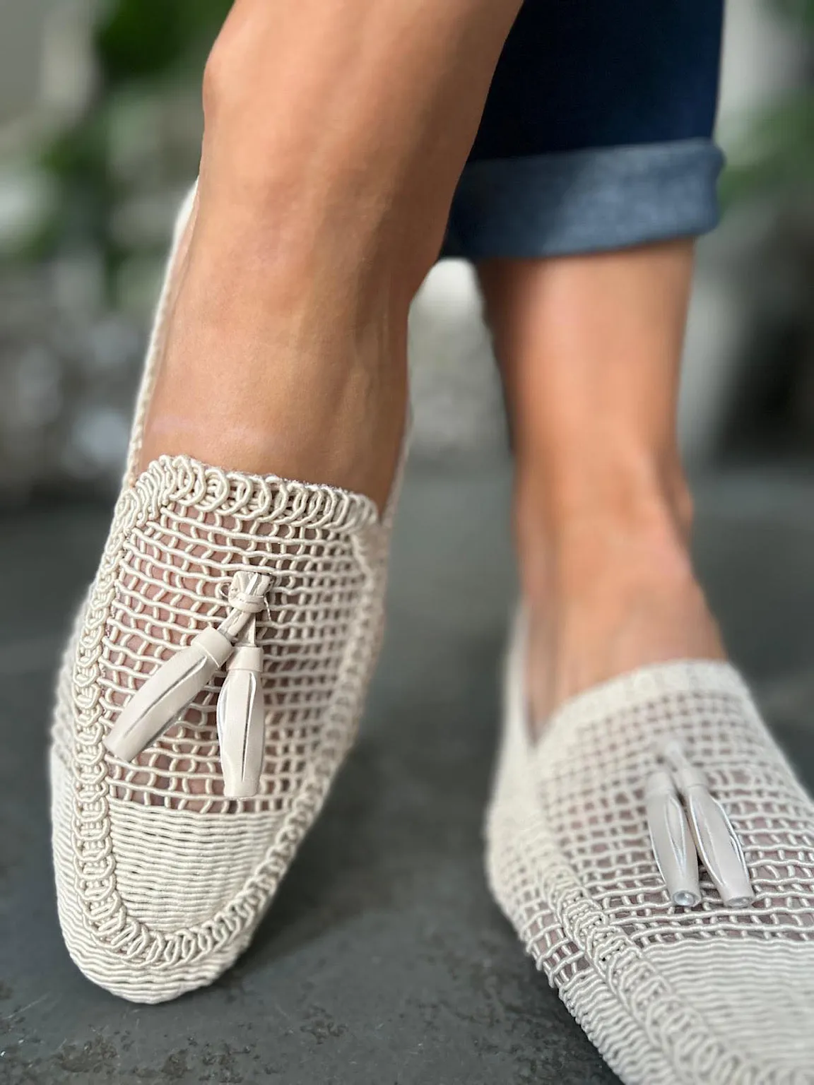 Stone Tassel Weave Loafer
