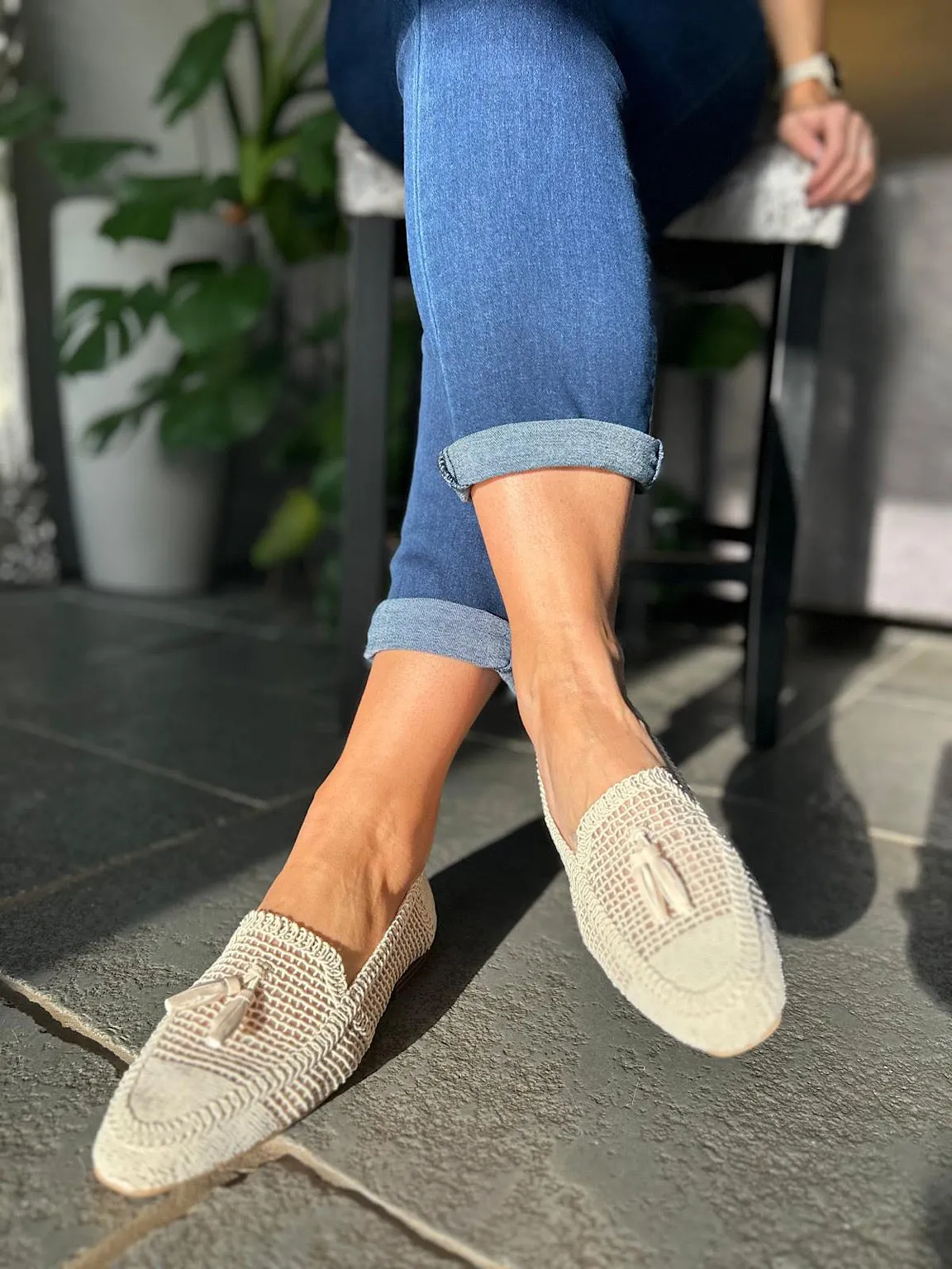 Stone Tassel Weave Loafer
