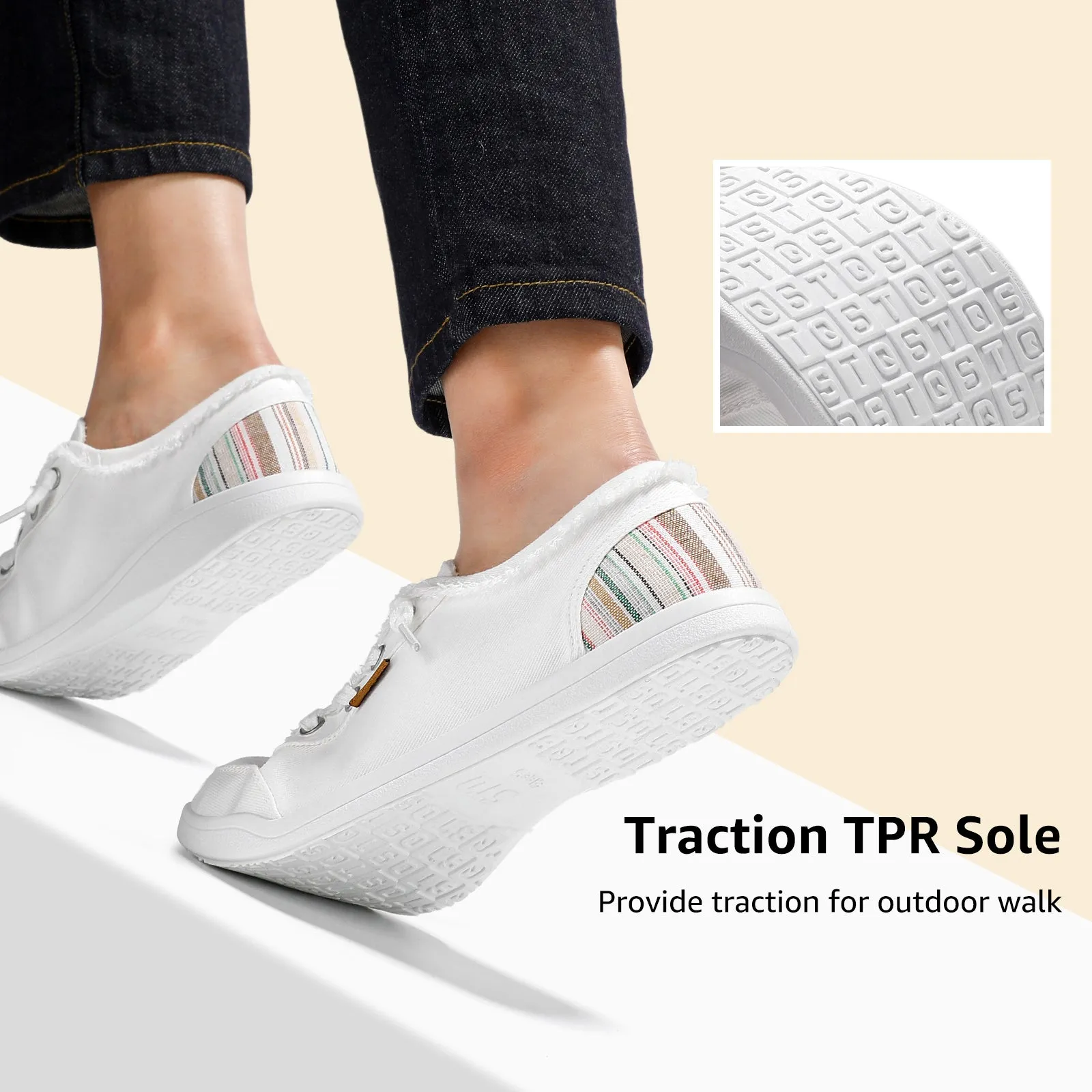 STQ Women Slip On Shoeswith Orthopedic Insole Low Top Classic Fashion Canvas Sneakers | Plantar Fasciitis Shoes