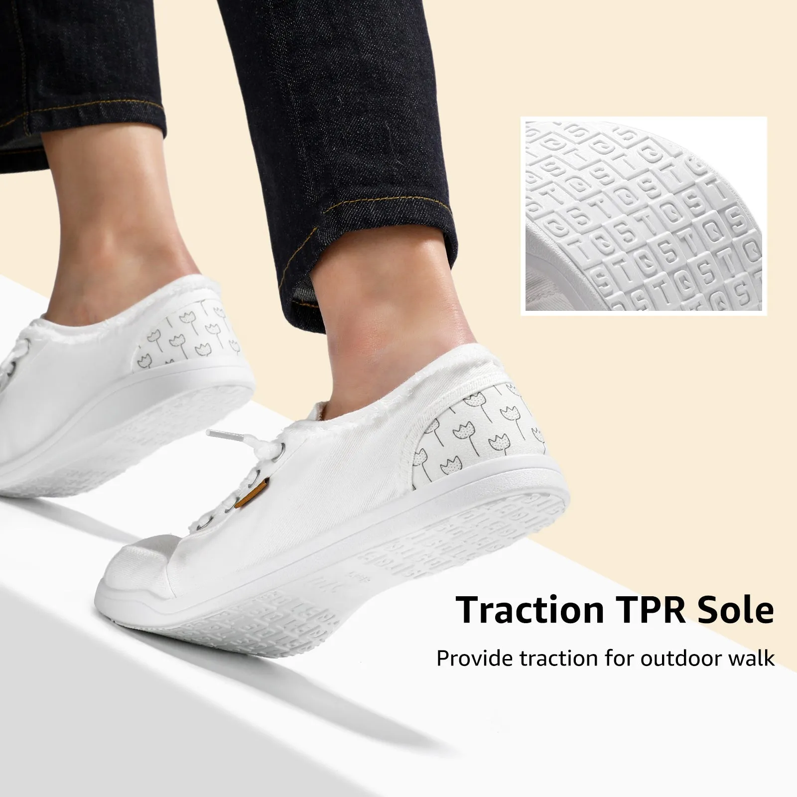 STQ Women Slip On Shoeswith Orthopedic Insole Low Top Classic Fashion Canvas Sneakers | Plantar Fasciitis Shoes